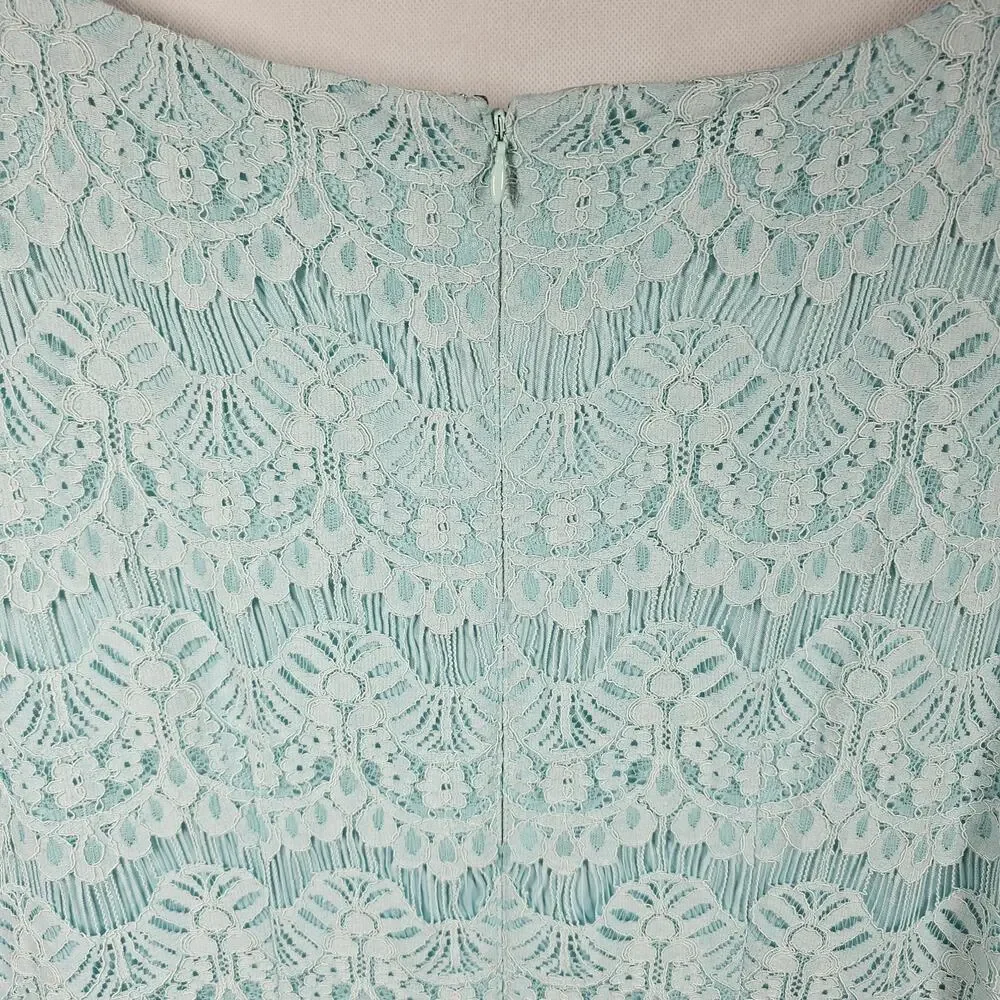 Jessica Howard 3/4 Sleeve Scallop Hem Shift Dress in Mint NWT Size 14